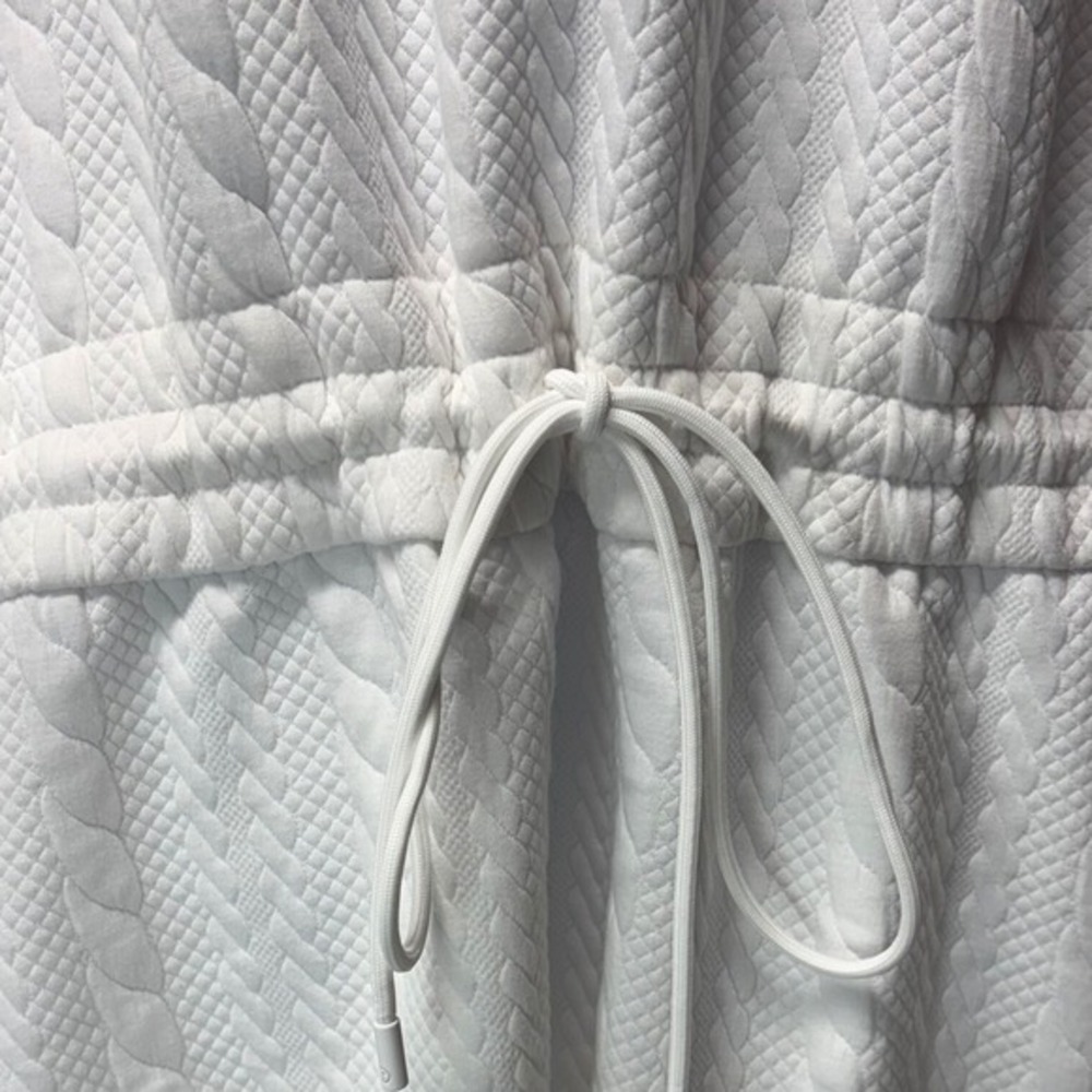 T by Talbots Womens XL Crewneck T-Shirt Dress Cable Jacquard White Drawstring - Picture 3 of 6